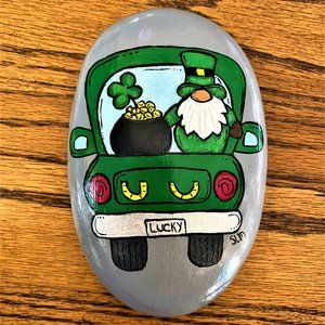 New Hand Painted St Patty's Day Gnome Lucky Truck
